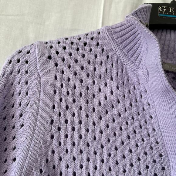 T by Talbots Cardigan Sweater Womens Medium Open Loose Knit Snap Up Purple - Picture 6 of 7